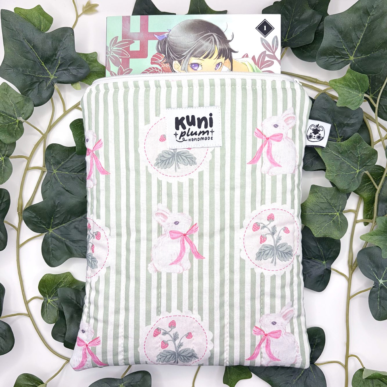 Small Strawberry Garden Quilted Book Sleeve