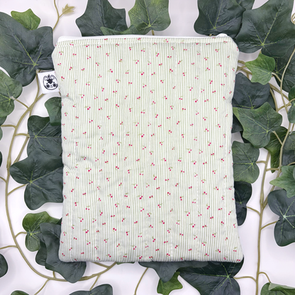 Small Green Cherry Quilted Book Sleeve