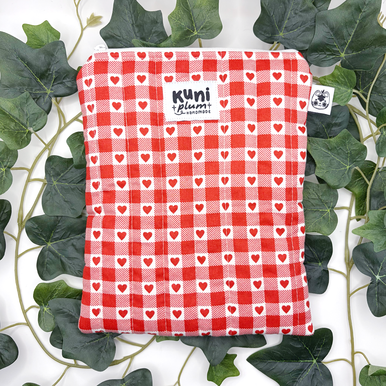 Small Red Hearts Quilted Book Sleeve