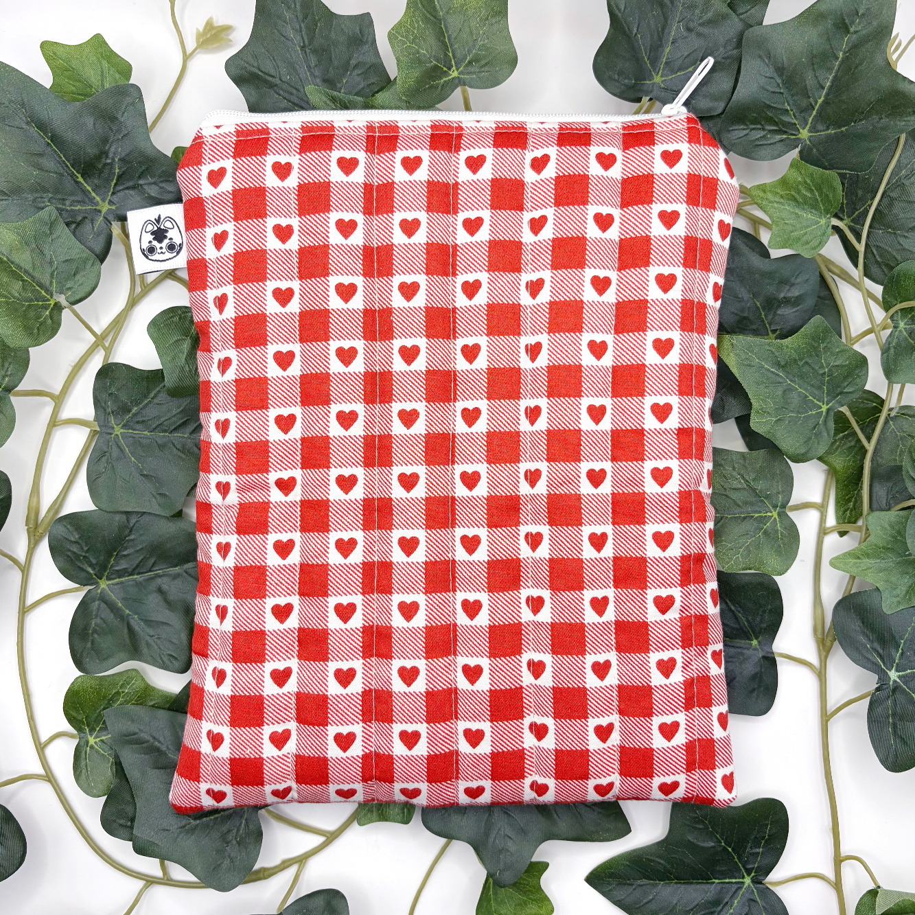 Small Red Hearts Quilted Book Sleeve