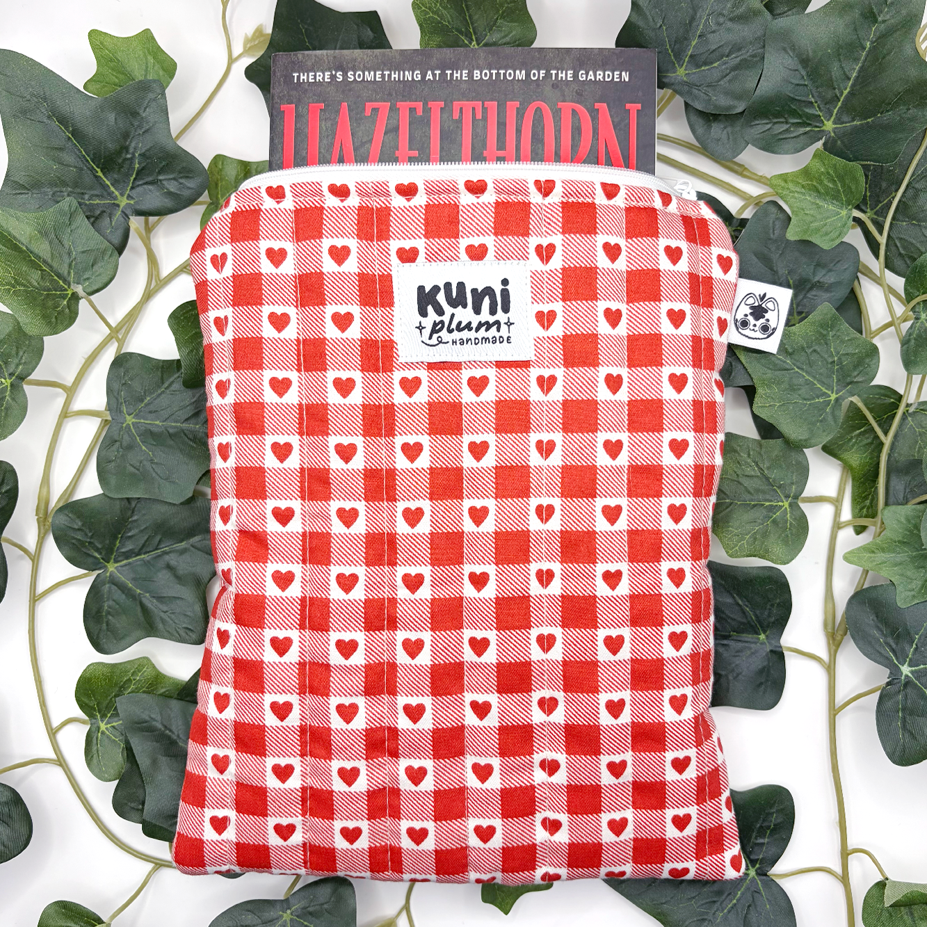 Small Red Hearts Quilted Book Sleeve