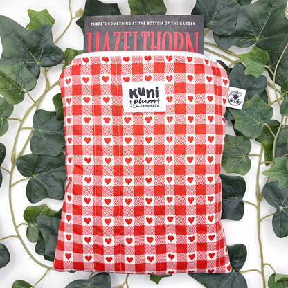 Small Red Hearts Quilted Book Sleeve