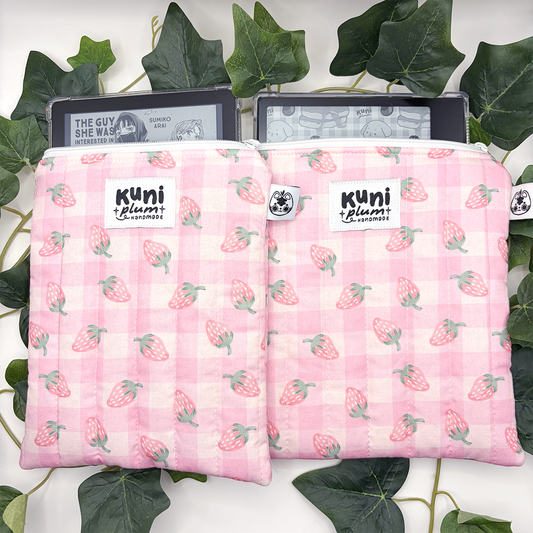 Strawberry Gingham Quilted eReader Sleeve