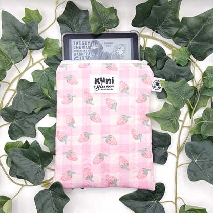 Strawberry Gingham Quilted eReader Sleeve