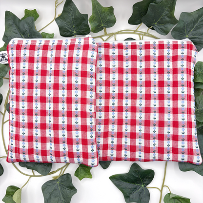 Red Gingham Flowers Quilted eReader Sleeve