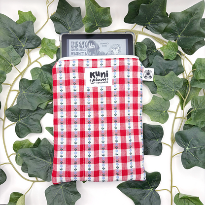 Red Gingham Flowers Quilted eReader Sleeve