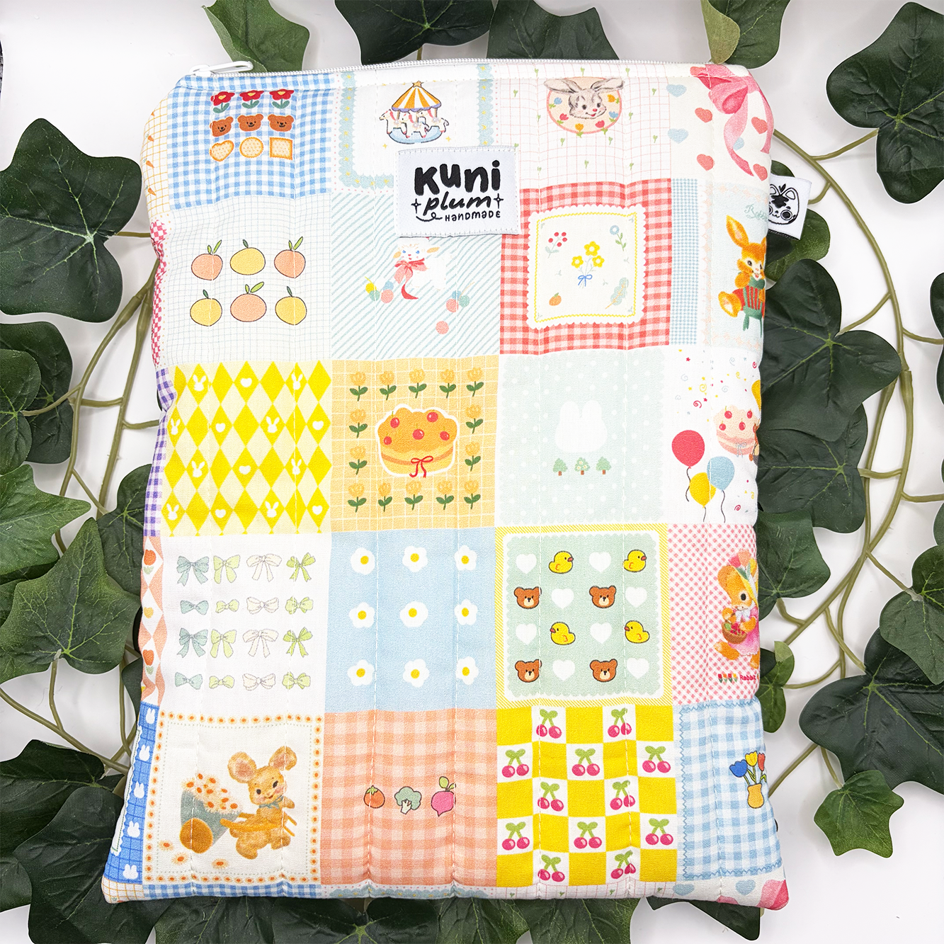 Large Vintage Style Patchwork Quilted Book Sleeve