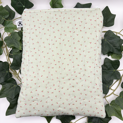 Large Green Cherry Quilted Book Sleeve