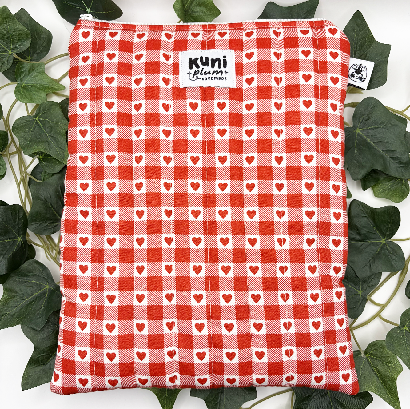 Large Red Hearts Quilted Book Sleeve