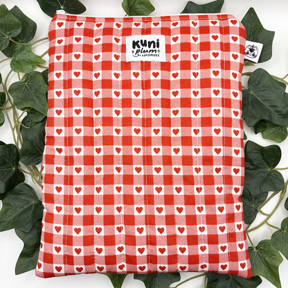 Large Red Hearts Quilted Book Sleeve