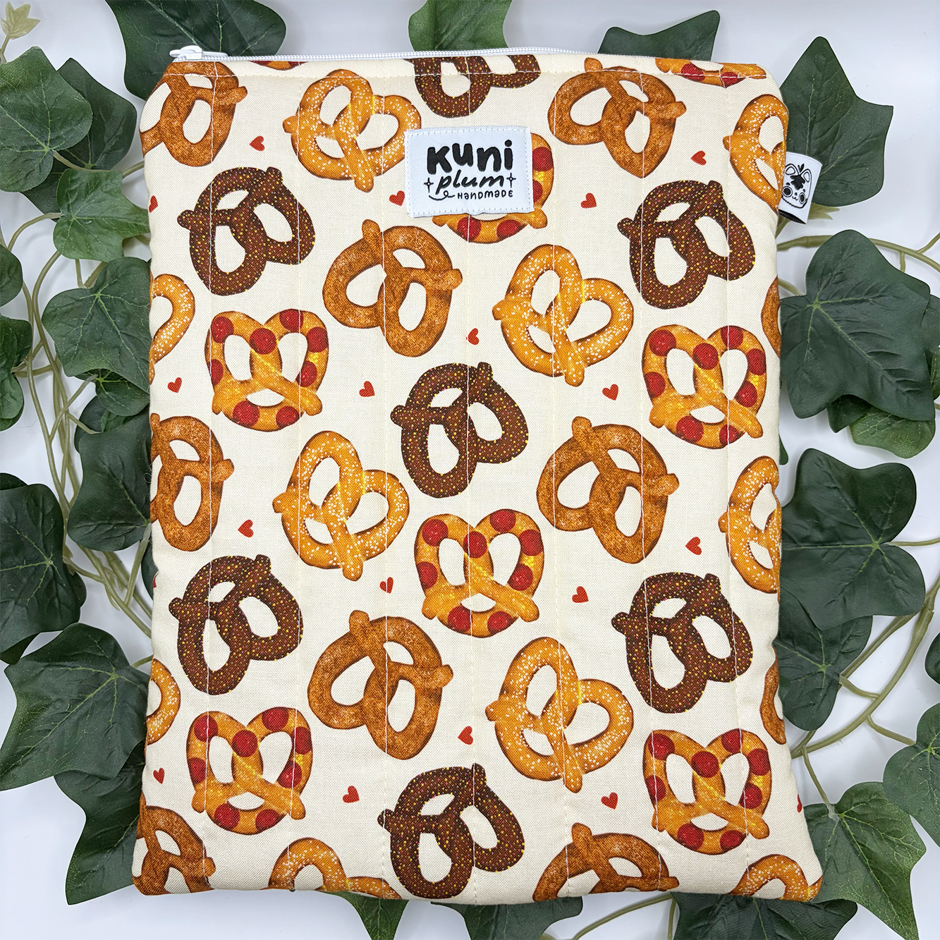 Large Pretzels Quilted Book Sleeve
