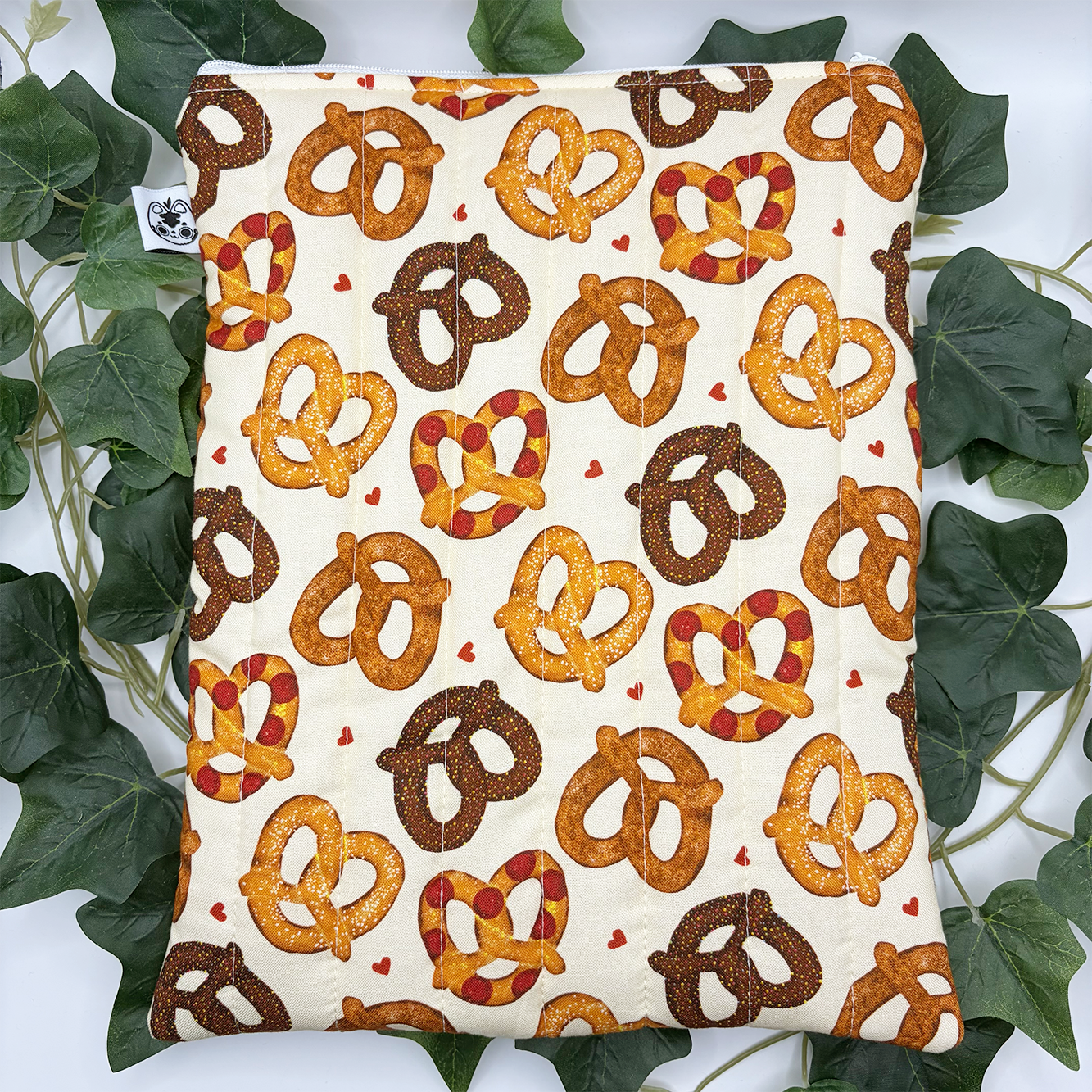 Large Pretzels Quilted Book Sleeve
