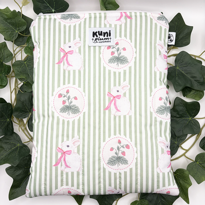 Large Strawberry Garden Quilted Book Sleeve