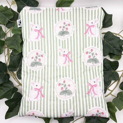 Large Strawberry Garden Quilted Book Sleeve