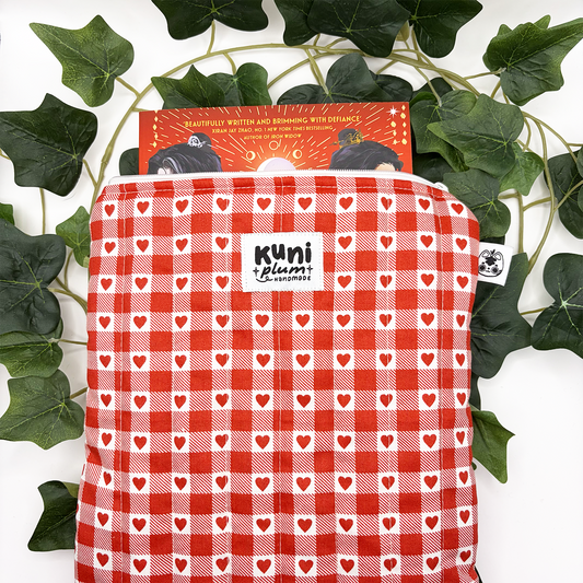 Large Red Hearts Quilted Book Sleeve