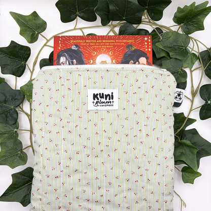 Large Green Cherry Quilted Book Sleeve