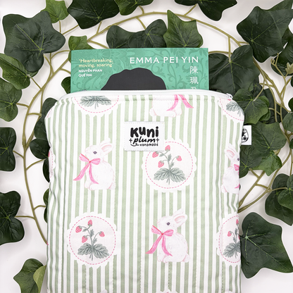 Large Strawberry Garden Quilted Book Sleeve