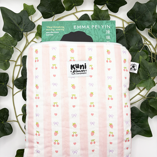 Large Fruit Stripes Quilted Book Sleeve