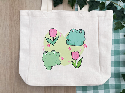 Tulip Frogs Tote Bag