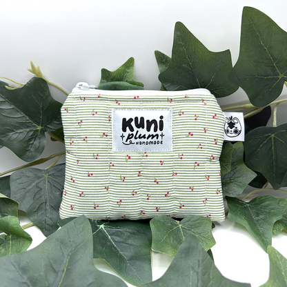 Green Cherry Quilted Pouch Wallet