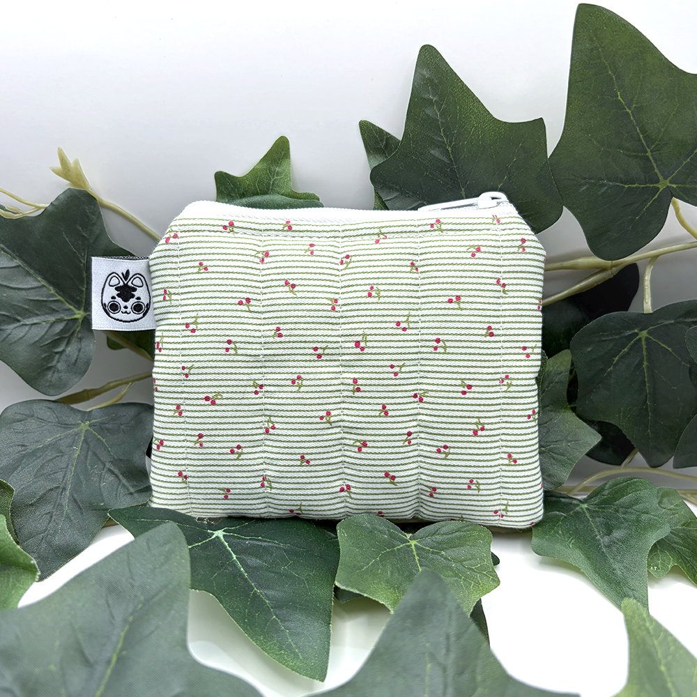 Green Cherry Quilted Pouch Wallet