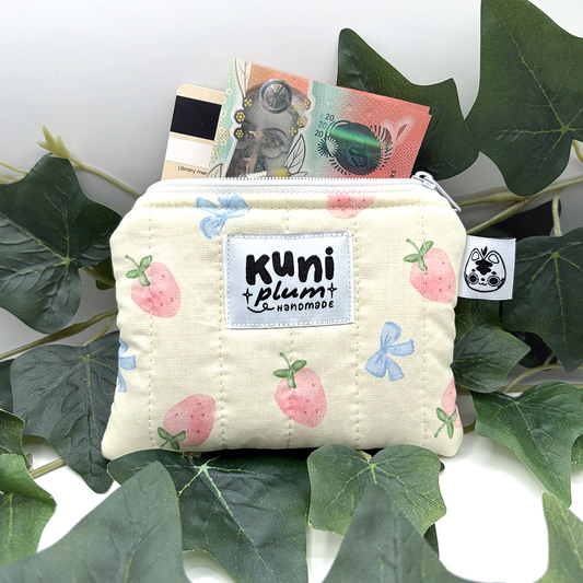 Strawberry Bows Quilted Pouch Wallet