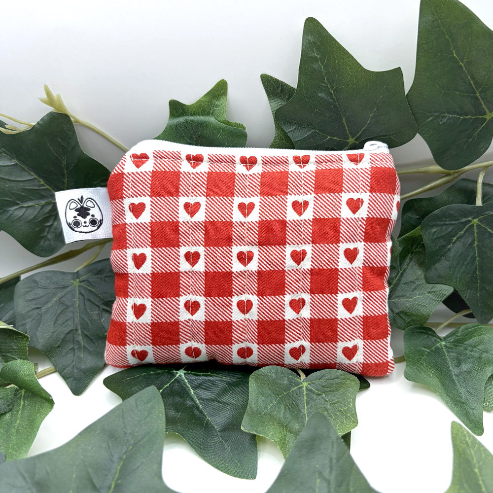 Red Hearts Flowers Quilted Pouch Wallet