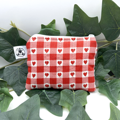 Red Hearts Flowers Quilted Pouch Wallet