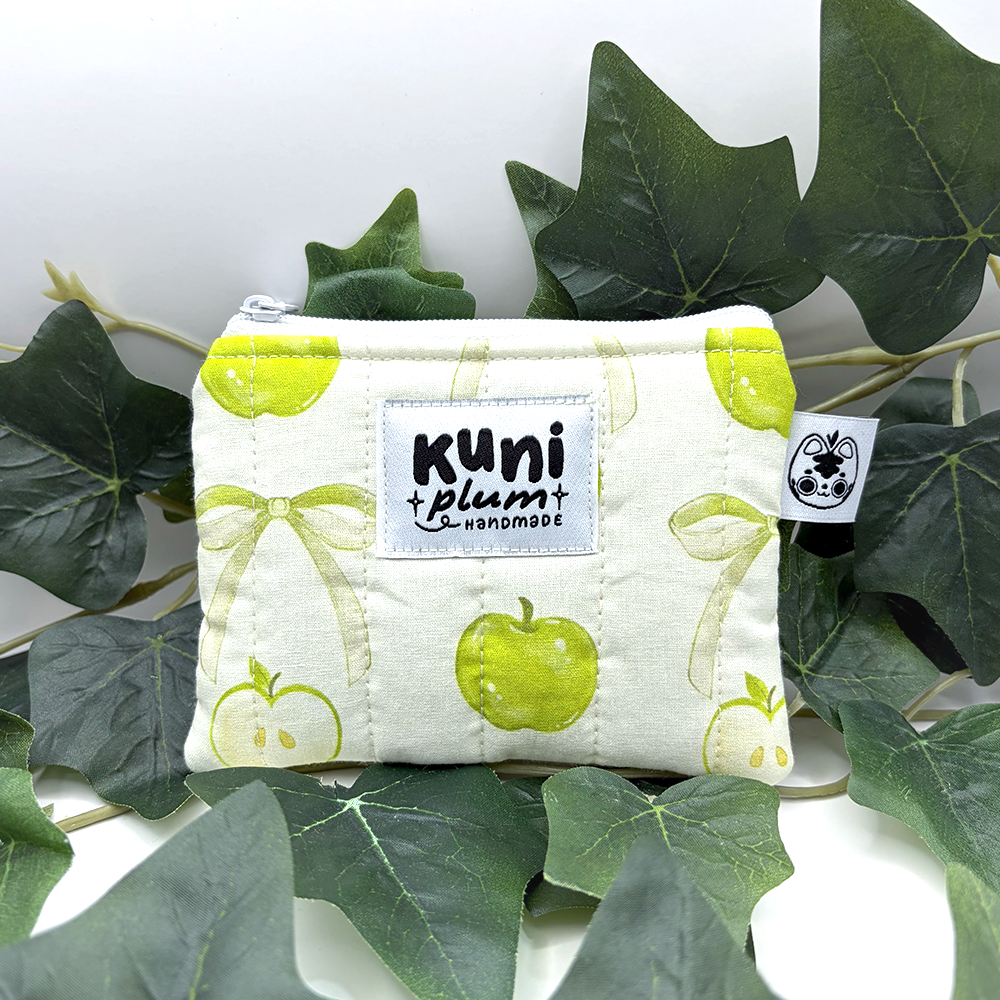 Apple Bow Quilted Pouch Wallet