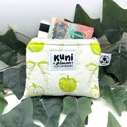 Apple Bow Quilted Pouch Wallet