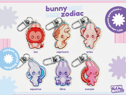 Bunny Zodiac | Rainbow Acrylic Keychain