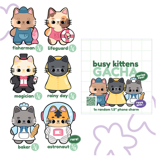Busy Kittens Gacha Series 2 | Blind Bag Phone Charm